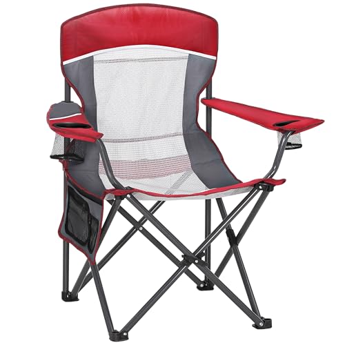 Detalle de HIGH POINT SPORTS Campingstuhl Faltbar Angelstuhl mit Mesh-Rücken – stabil, leicht und vielseitig