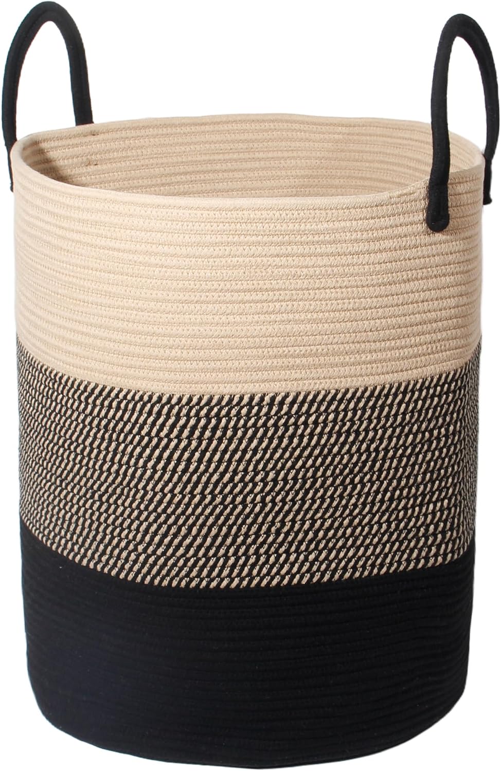 Thumbnail 6 de SYLANDO Wäschekorb mit Henkel – geflochtene Aufbewahrungsbox für Spielzeug & Wäsche (Schwarz, D 38 x H 50 cm)