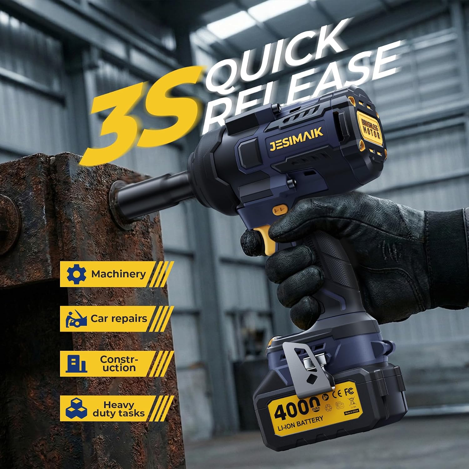 Detalle 2 de JESIMAIK A1421 Cordless Impact Wrench, 1/2-Inch Brushless, 1,475 ft-lbs