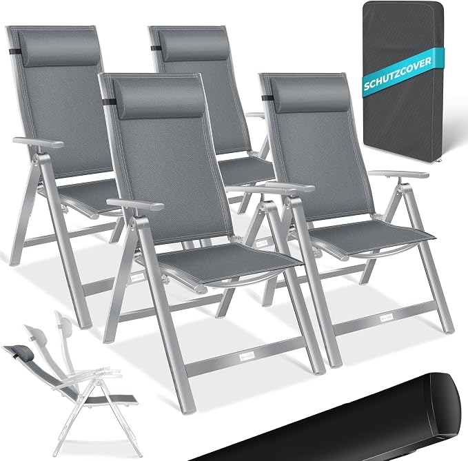 KESSER® Sedia da Giardino Pieghevole con Braccioli 🌿 (4 pz)