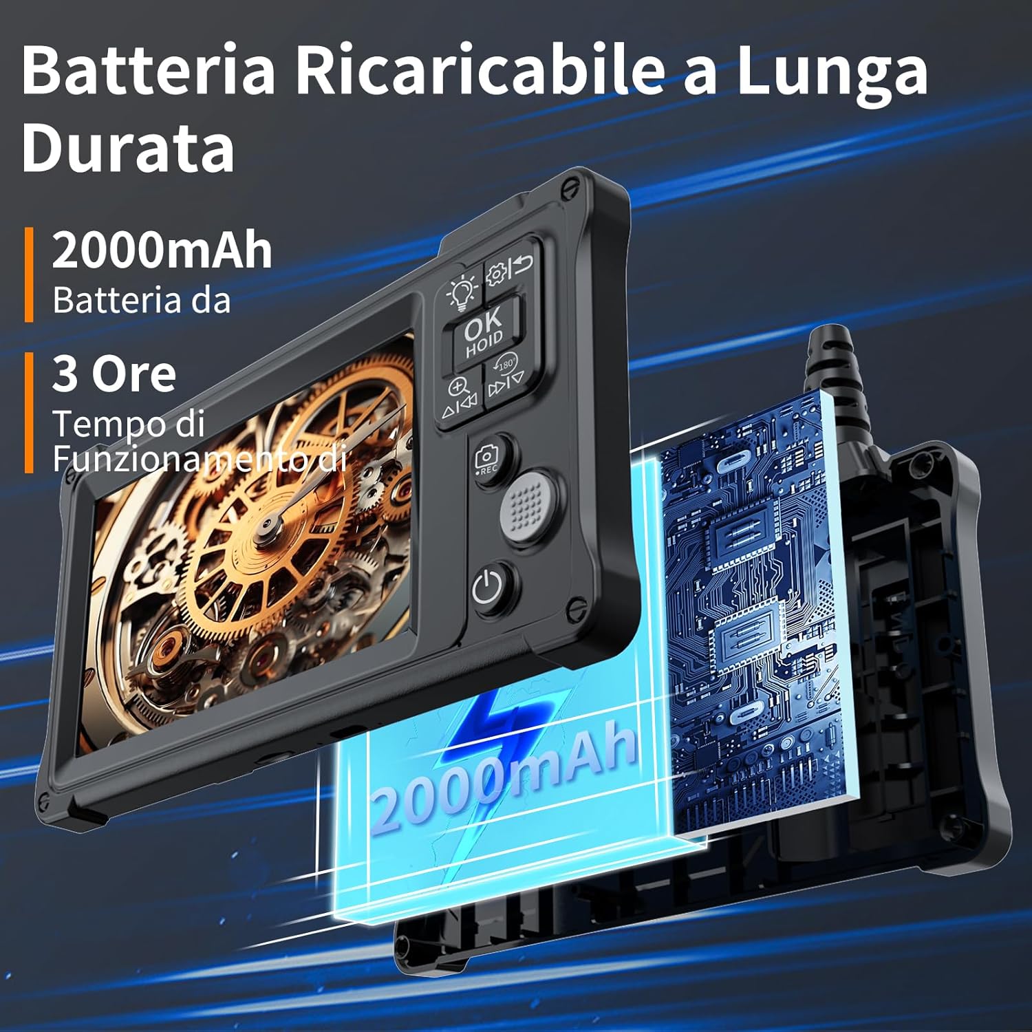Thumbnail 4 de Telecamera di ispezione endoscopica Ennovor a doppia lente da 5'' IPS: visione HD, LED regolabili e IP67