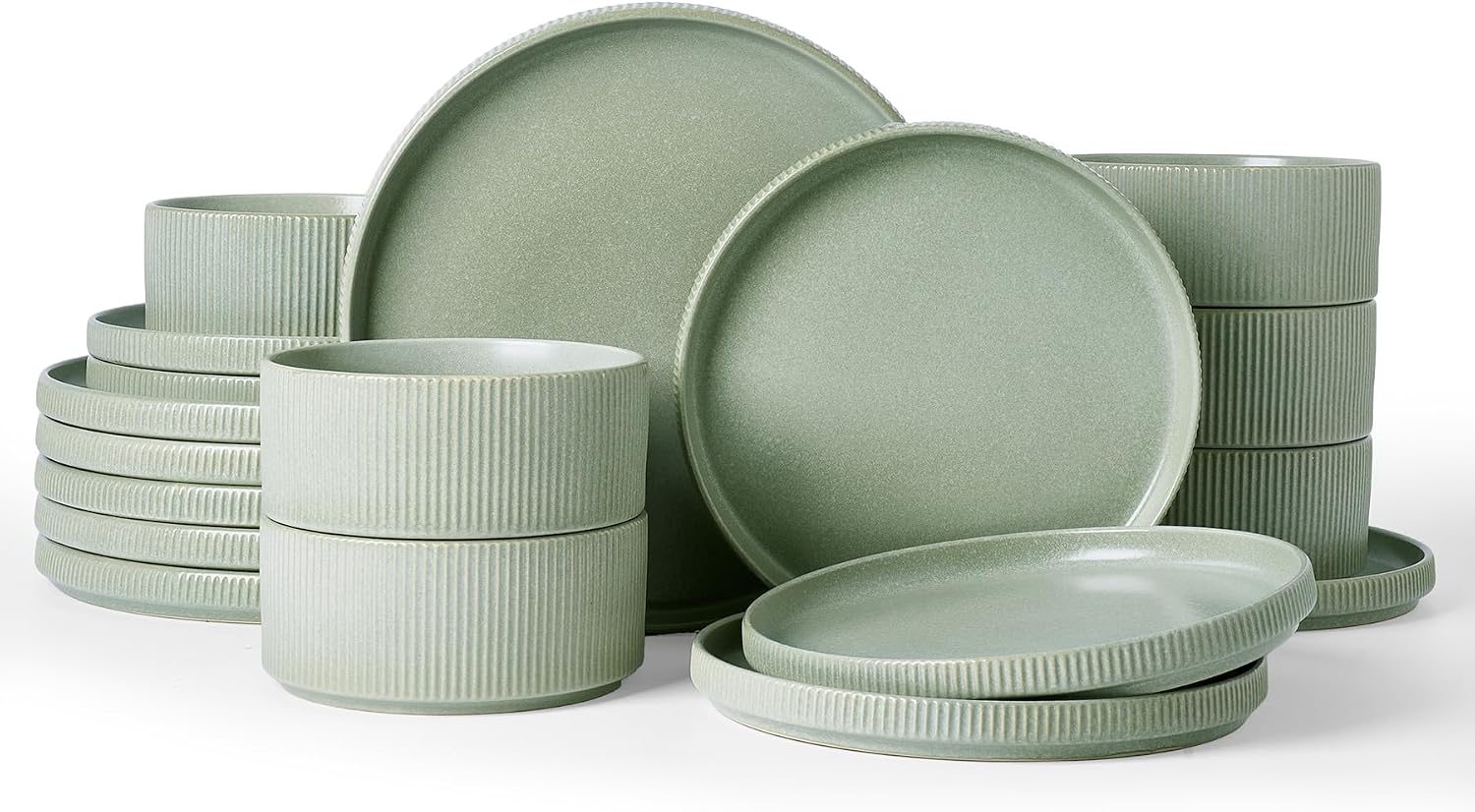 Famiware Star Dinnerware Set for 6 (18 pcs) Green Matte