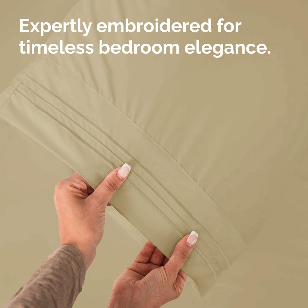 Detalle 2 de CGK Unlimited Body Pillow Cases, Set of 2, Beige Microfiber, 20 x 54 Inches