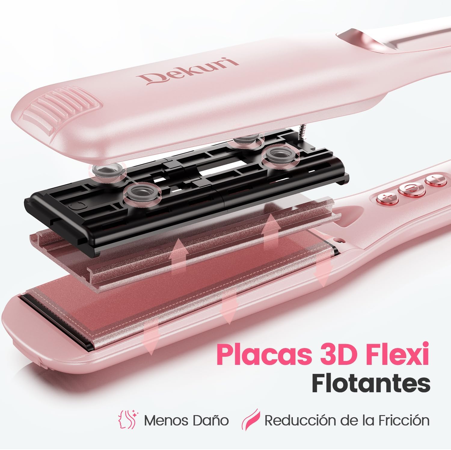 Thumbnail 3 de Dekuri Plancha de Pelo Cerámica 42 mm Rosa Profesional