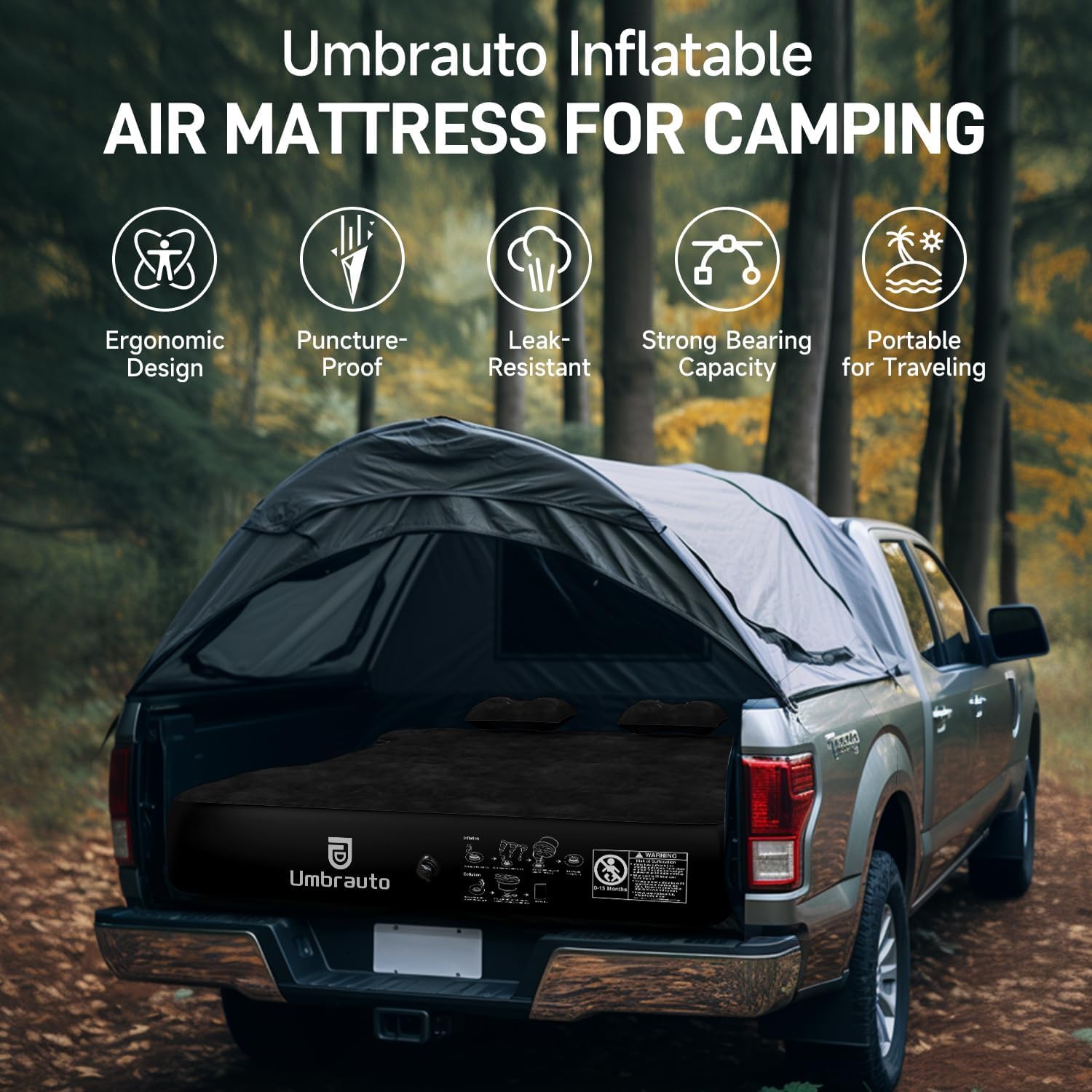 Detalle de Umbrauto Air Mattress for 6-6.5ft Full Size Truck Bed