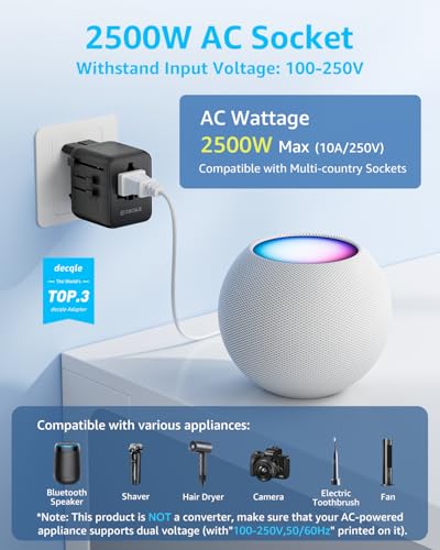 Detalle 2 de decqle Pro Adattatore Universale da Viaggio: 4 spine intercambiabili e 3 USB-C/2 USB-A