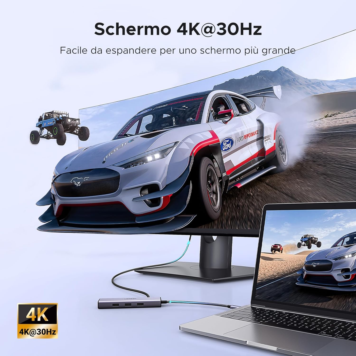 Thumbnail 2 de UGREEN Revodok 1061 Hub USB C: 6 in 1 con Ethernet Gigabit, HDMI 4K, PD 100W e USB 3.0