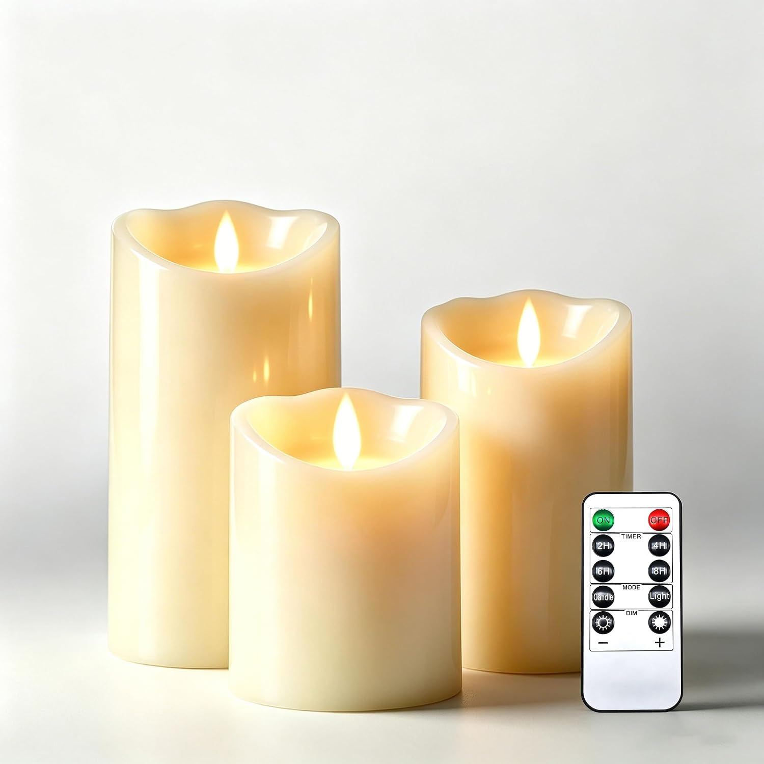 Detalle de Da by 3 Candele LED Bianche con Stoppino Oscillante Realistico – Set da 3, telecomando e uso interno/esterno