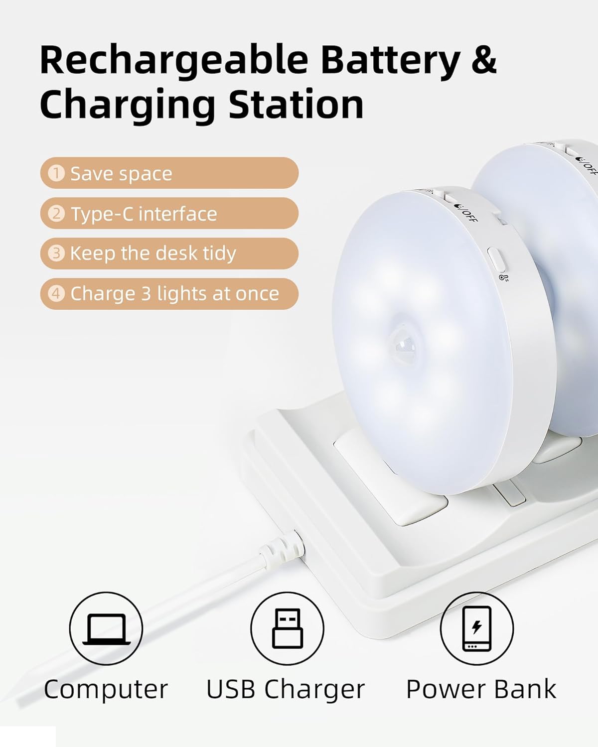 Thumbnail 5 de EZVALO Under Cabinet Lighting, 1000mAh, 6-Pack ⚡