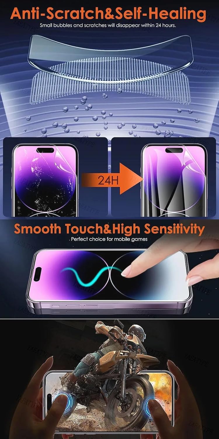 Thumbnail 4 de CUFEREDU 2er-Pack flexibler Front-Bildschirmschutz für iPhone 15 Pro (6,1") – 3D Hydrogel/TPU, transparent