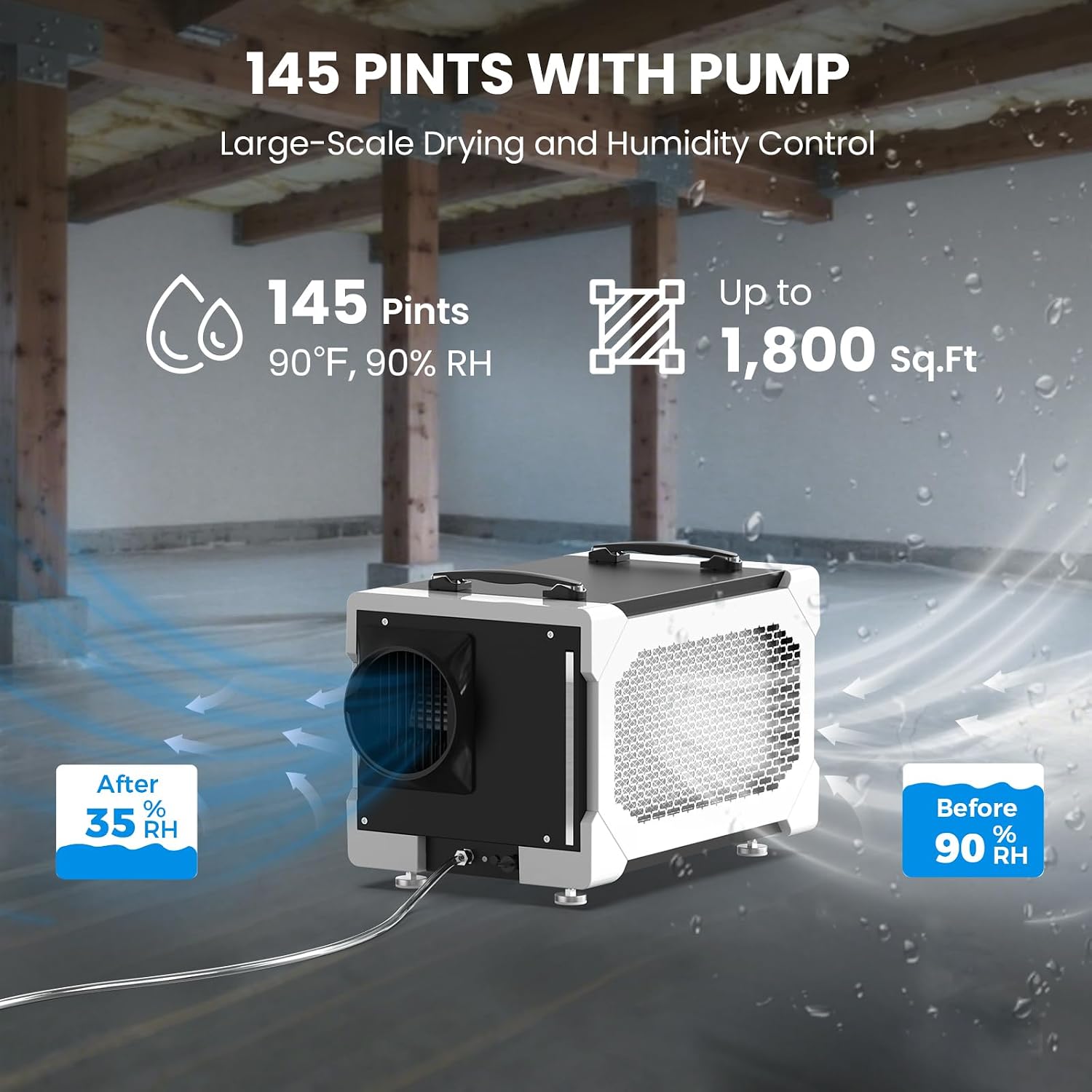 Detalle 1 de CADPXS Remois XP145 Commercial Dehumidifier with Pump, 145-Pint Capacity
