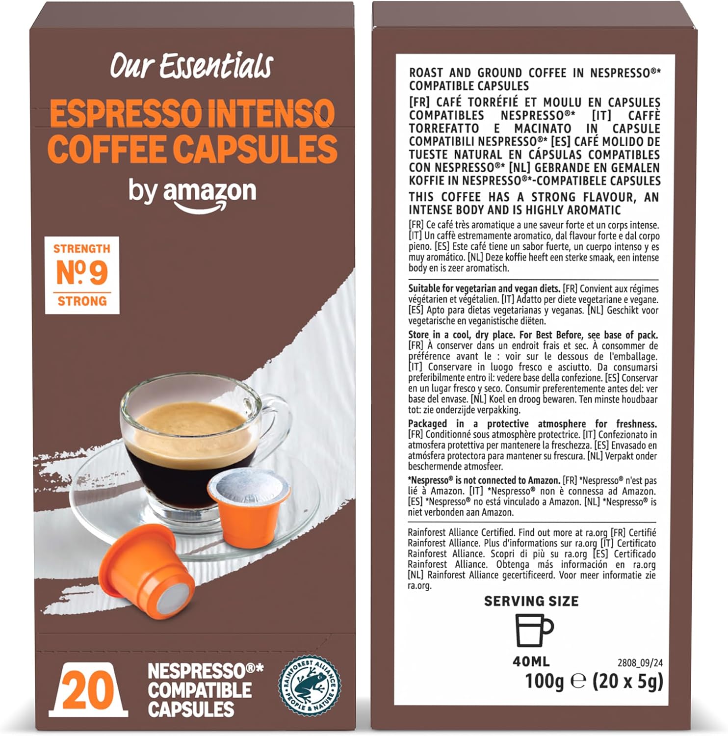 Detalle de By Amazon Capsule in Plastica di Caffè Compatibili Nespresso – Assortimento Tostatura Scura (80 capsule, Rainforest Alliance)