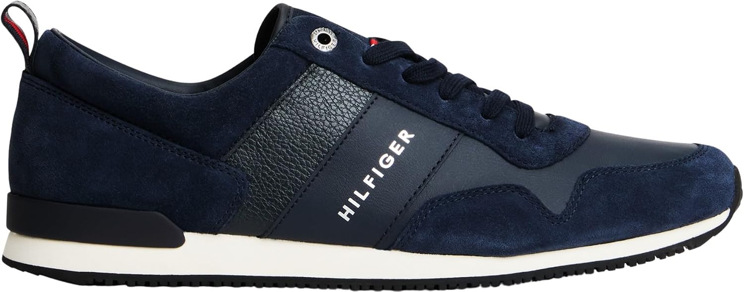 Detalle 2 de Tommy Hilfiger Herren Runner Sneaker Iconic Leather/Suede Mix – Sportschuhe zum Schnüren