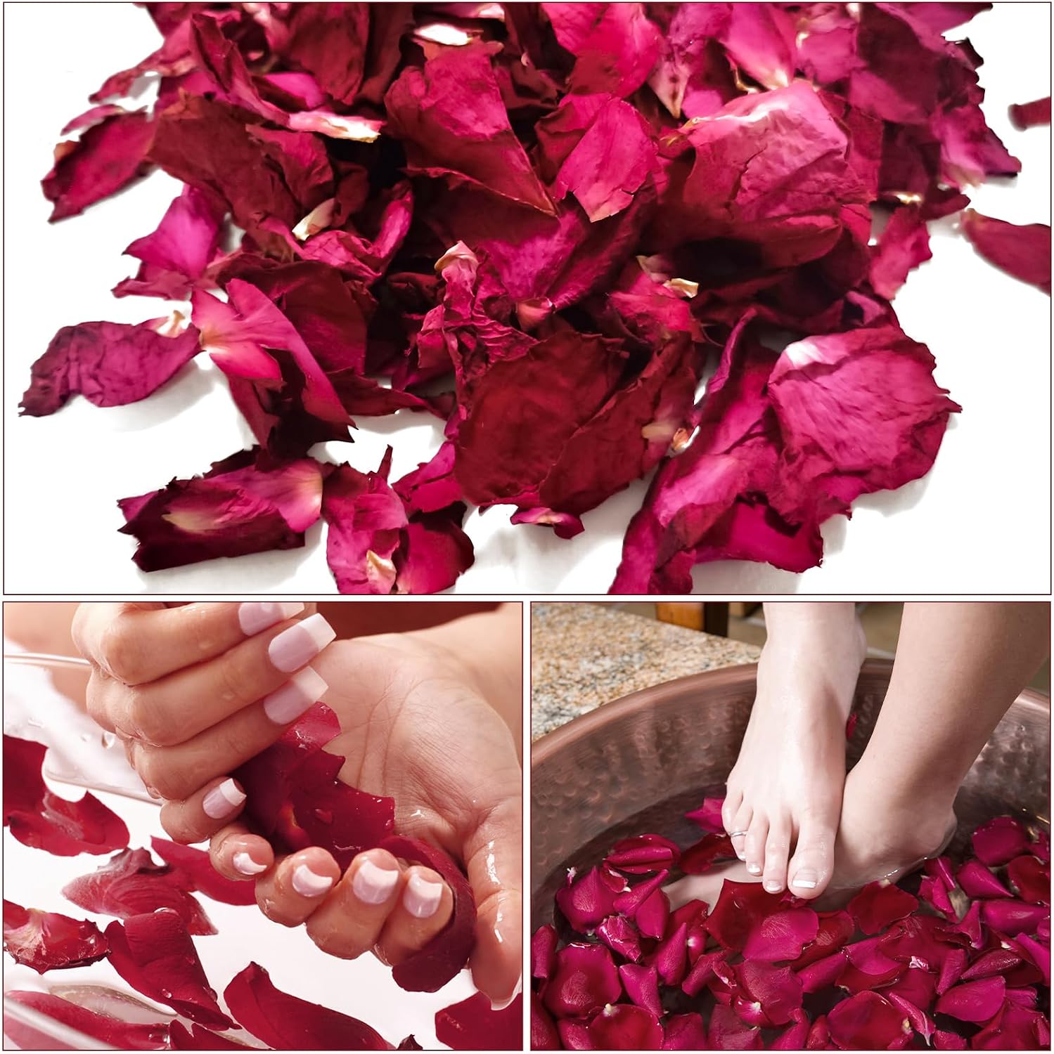 Detalle 1 de Chedin Blütenkonfetti bruiloft, gedroogde rozenblaadjes, roze-rood, 200 g