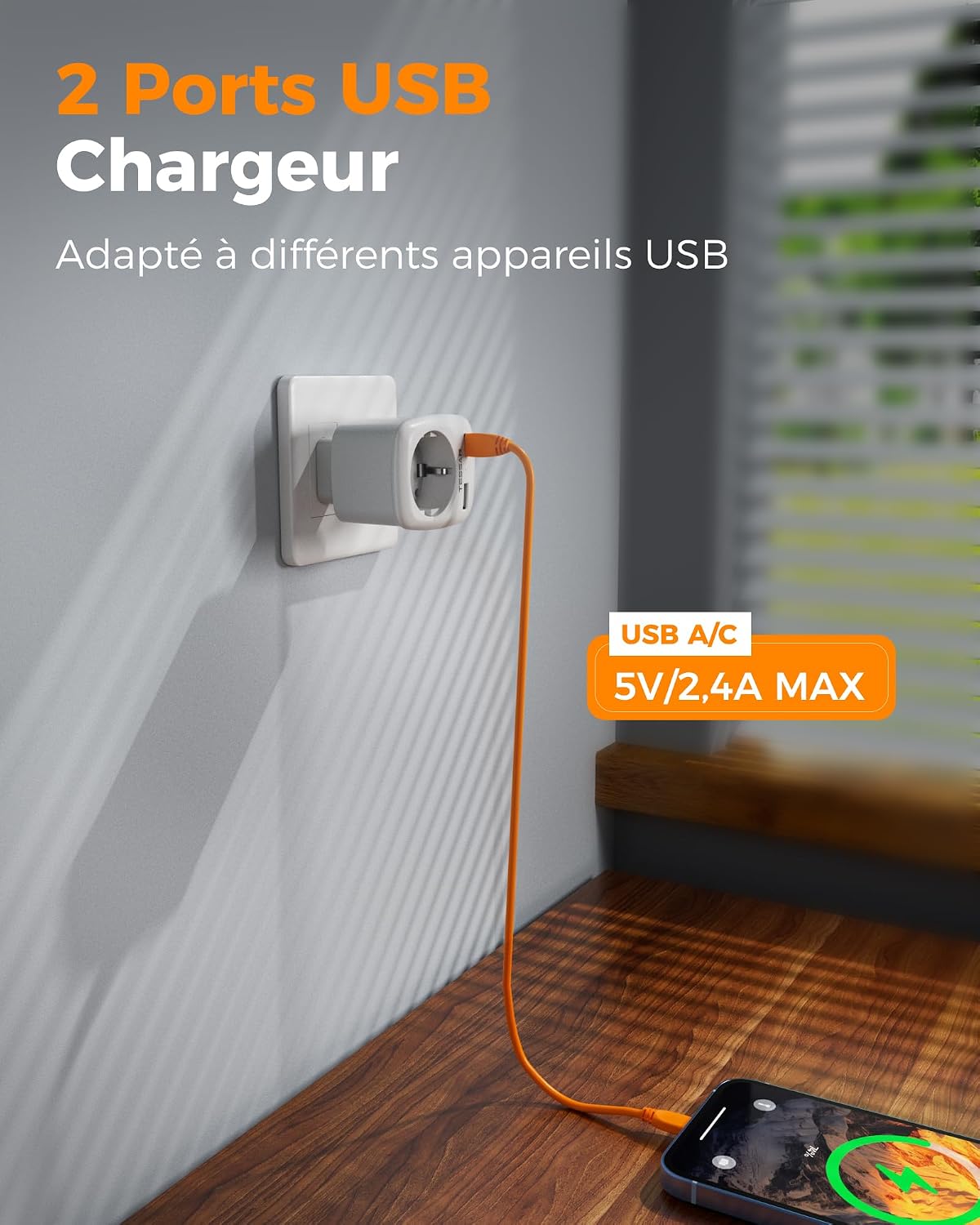 Thumbnail 3 de Adaptateur Prise Italienne TESSAN 3 en 1 pour France – USB-C et USB-A, Type L