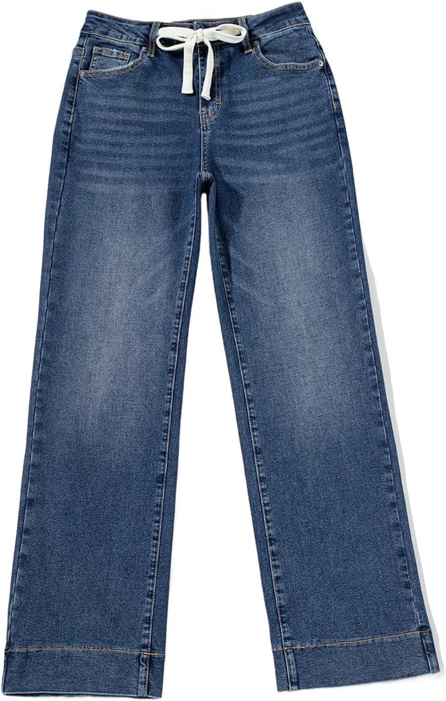 Thumbnail 6 de Sidefeel Women’s High-Waisted Wide-Leg Drawstring Jeans (Stretch Straight/Baggy)