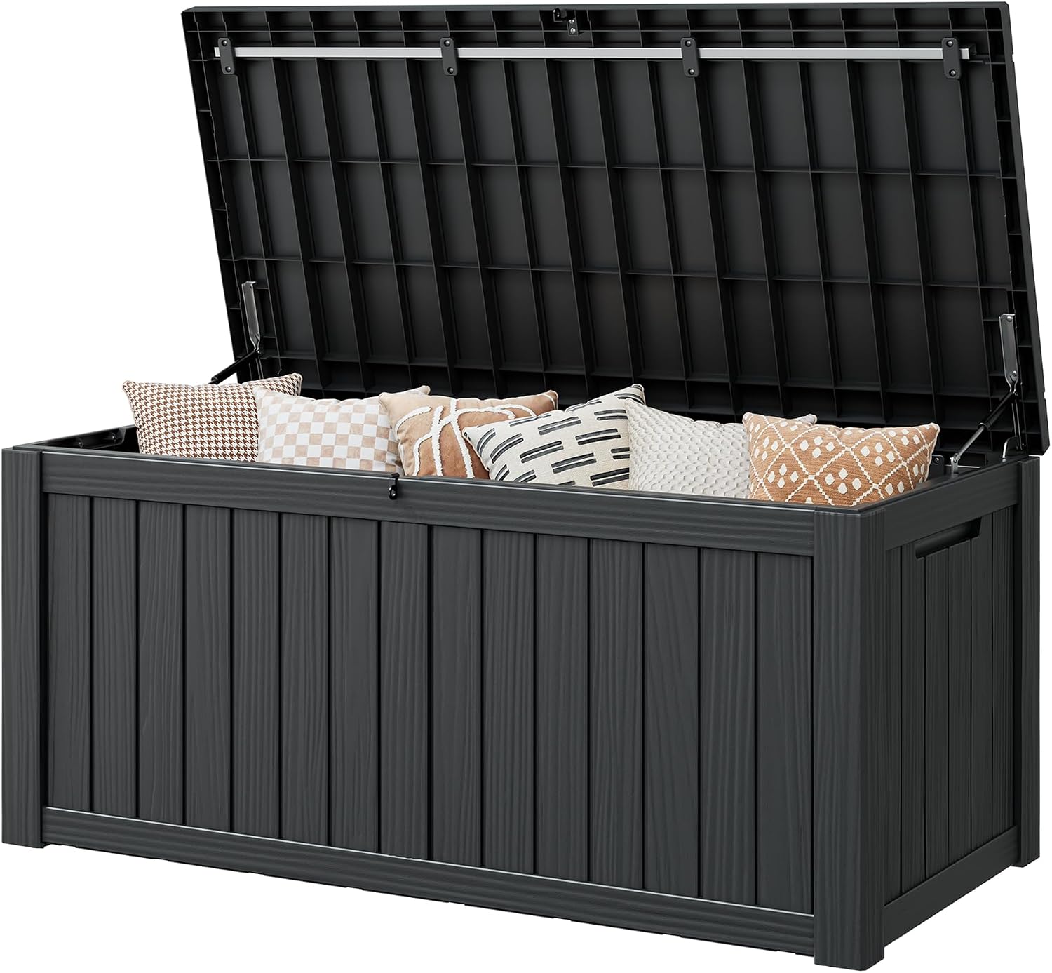 Detalle de WTFGO 160-Gallon Outdoor Storage Box, Waterproof Black Resin Deck Box