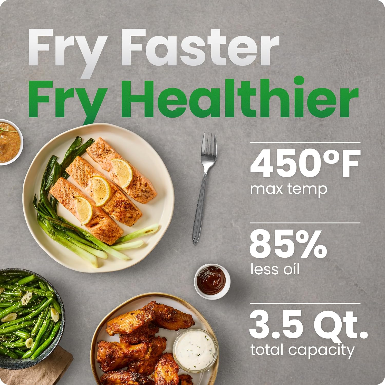 Detalle de Chefman 4-in-1 Slim 3.5 QT Air Fryer – Compact yet capable