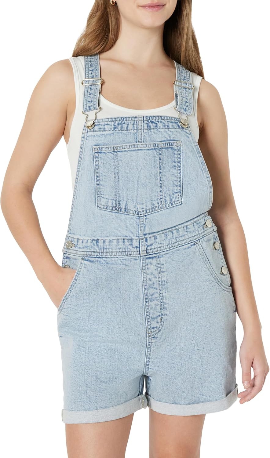 Thumbnail 6 de Amazon Essentials Women’s Medium Stretch Relaxed-Fit Denim Short Dungarees with Adjustable Straps