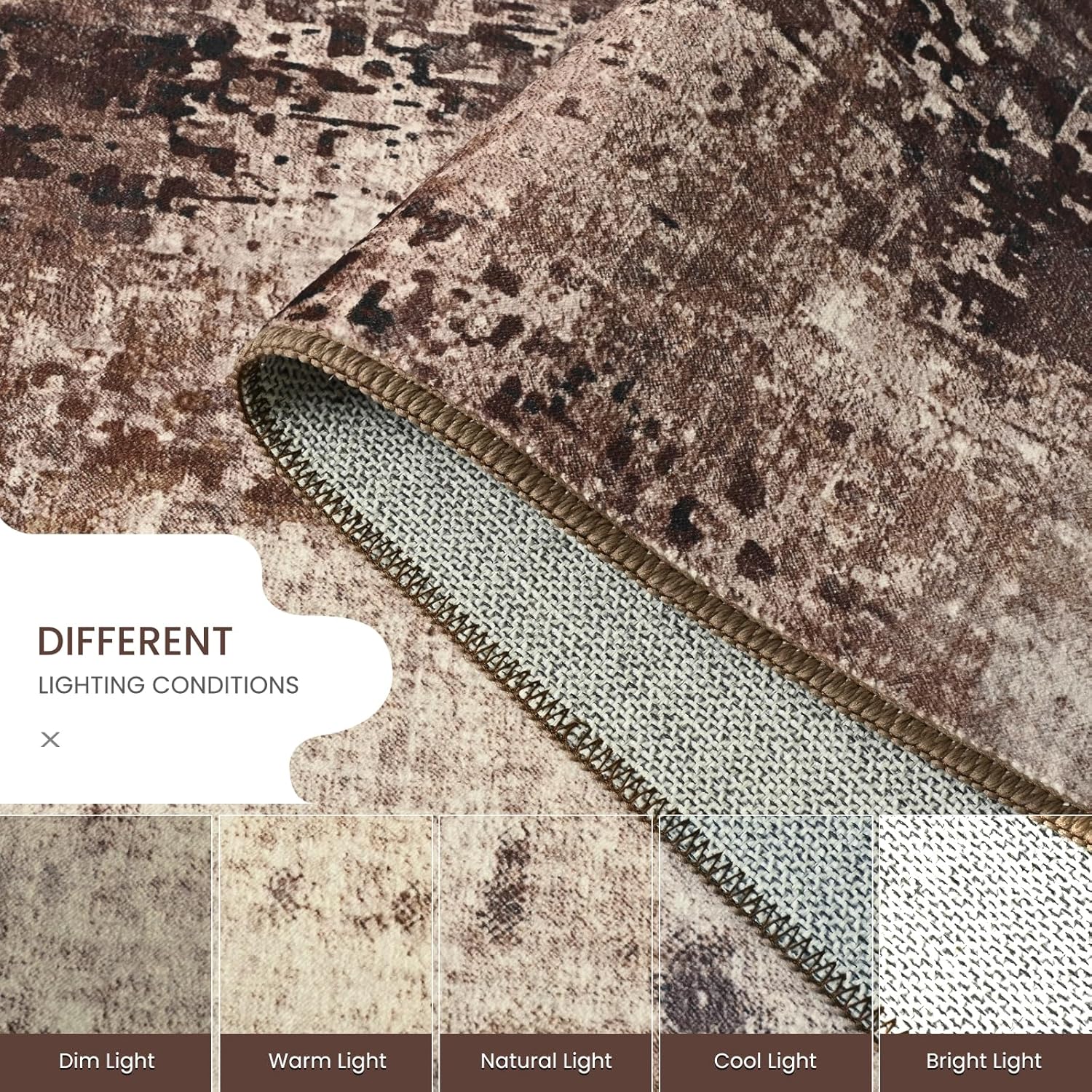 Thumbnail 3 de Ompaa 8x10 Brown Area Rug, Machine Washable