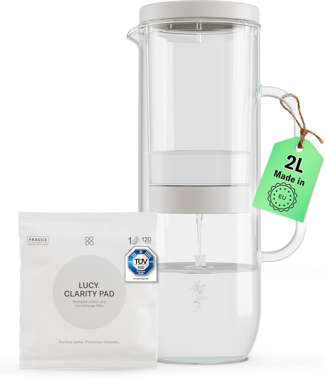 Detalle 1 de LUCY® 3x Filtri Clarity Pad per Caraffa Filtrante LUCY® – Filtri acqua carboni attivi certificati TÜV