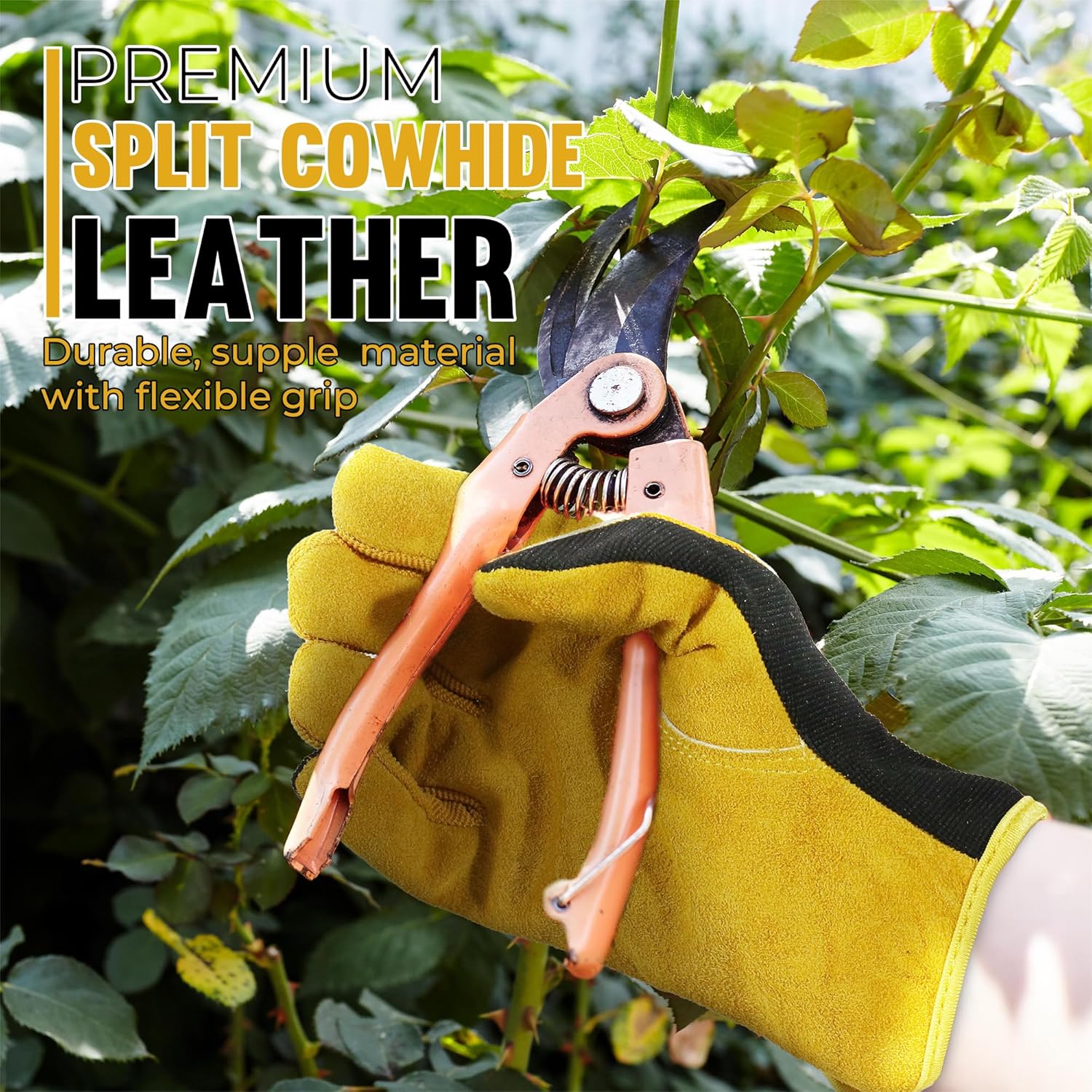 Thumbnail 1 de HANDLANDY Men Leather Gardening Gloves Large 🧤