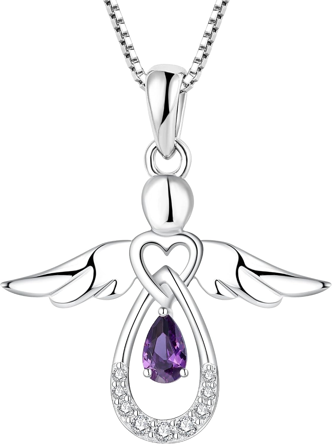 Thumbnail 6 de FJ Damen Kette „Schutzengel“ mit Anhänger aus 925 Sterling Silber, Zirkonia und Geburtsstein