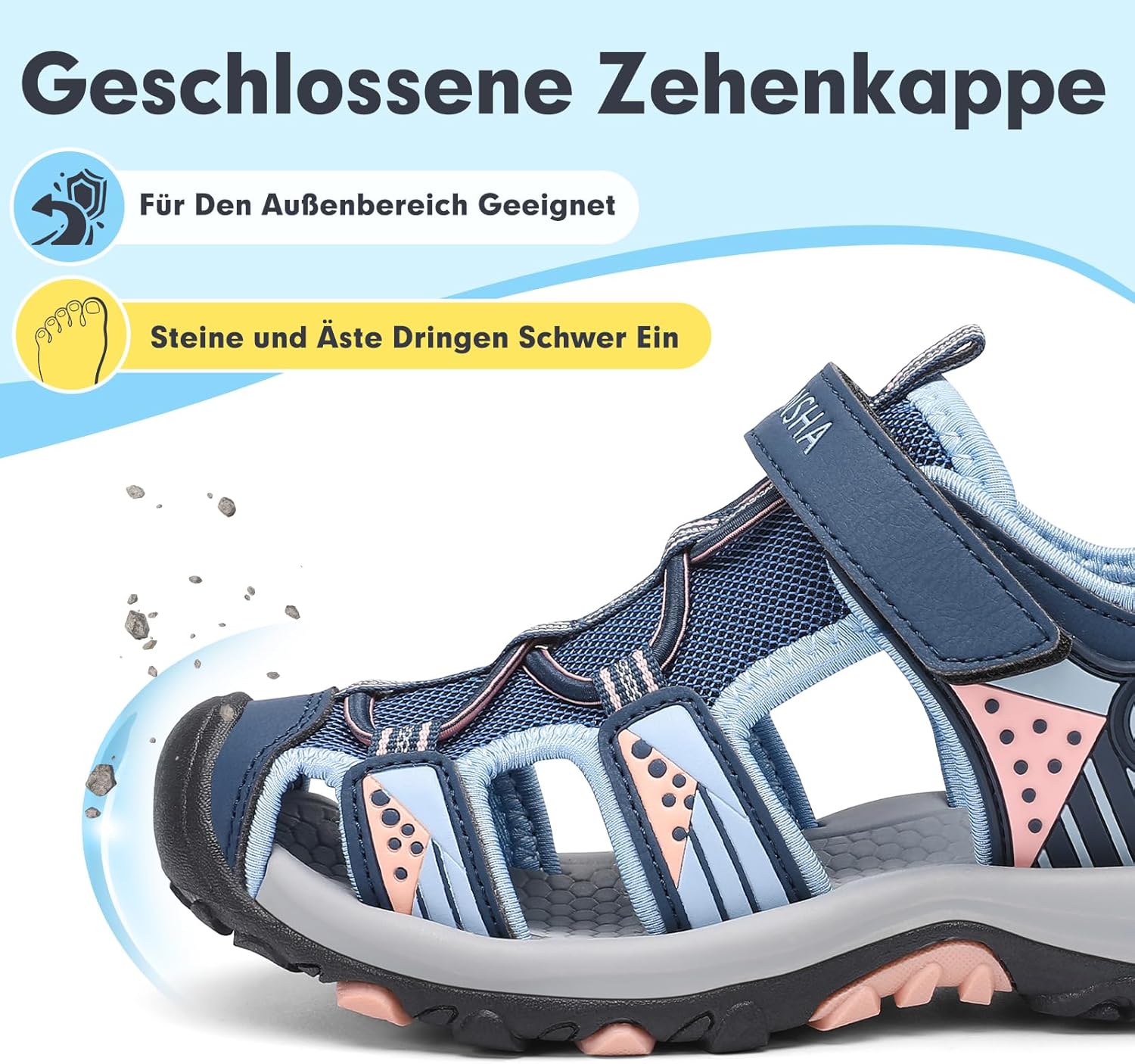 Thumbnail 5 de Mishansha Geschlossene Jungen Sandalen – Atmungsaktiv, Schnellverschluss und rutschfeste Sohlen, Größe 24–39