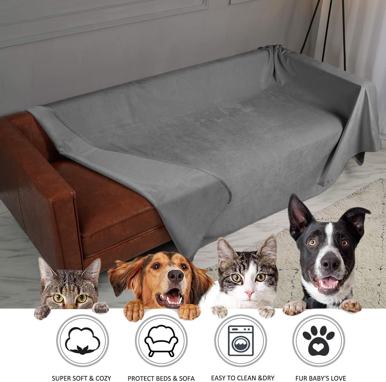 Detalle 2 de Ameritex Waterproof Pet Blanket 82 x 82 Inches