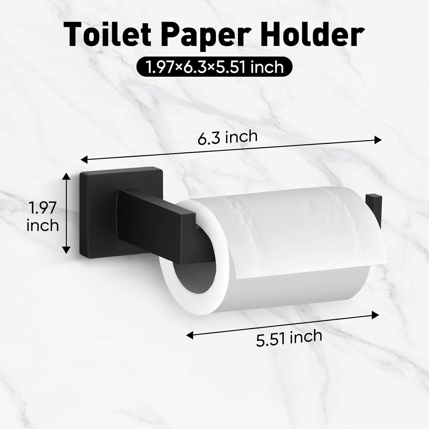 Thumbnail 6 de Maypott 5pcs Matte Black Bathroom Accessories Set – 16 Inch Wall Mounted Towel Bar, Towel Ring, Toilet Paper Holder and Hooks