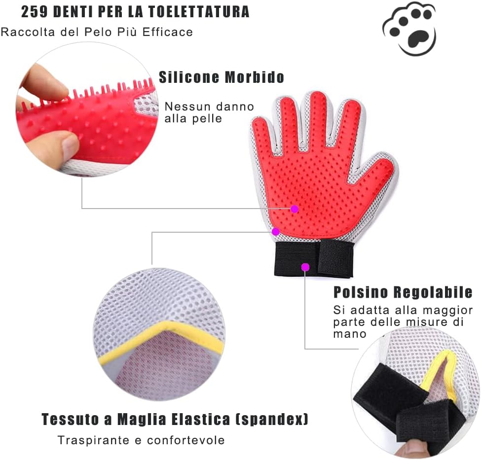 Detalle de Marchul Guanto per Gatti: Guanti da toelettatura con 259 punte in silicone per rimuovere peli e coccole pelose
