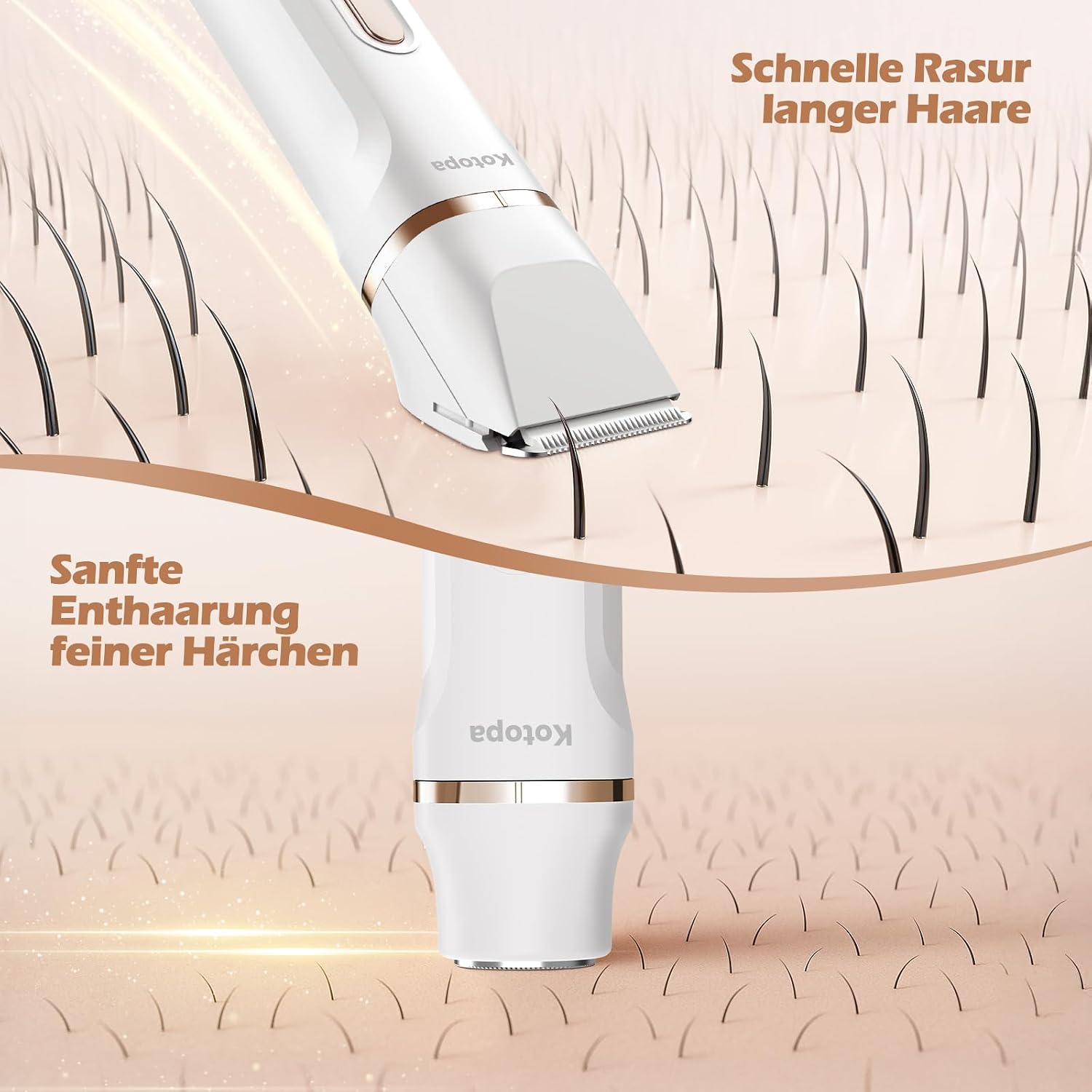 Detalle de Kotopa Intimrasierer für Frauen – 3 Aufsätze, kabellos, IPX7, 1500mAh Akku