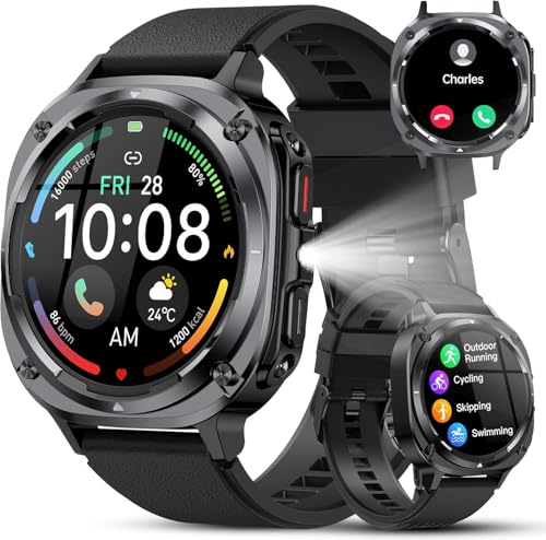 Detalle de TIMU Smartwatch für Herren – 1,45 Zoll AMOLED, Bluetooth Anruffunktion und 30 Tage Standby
