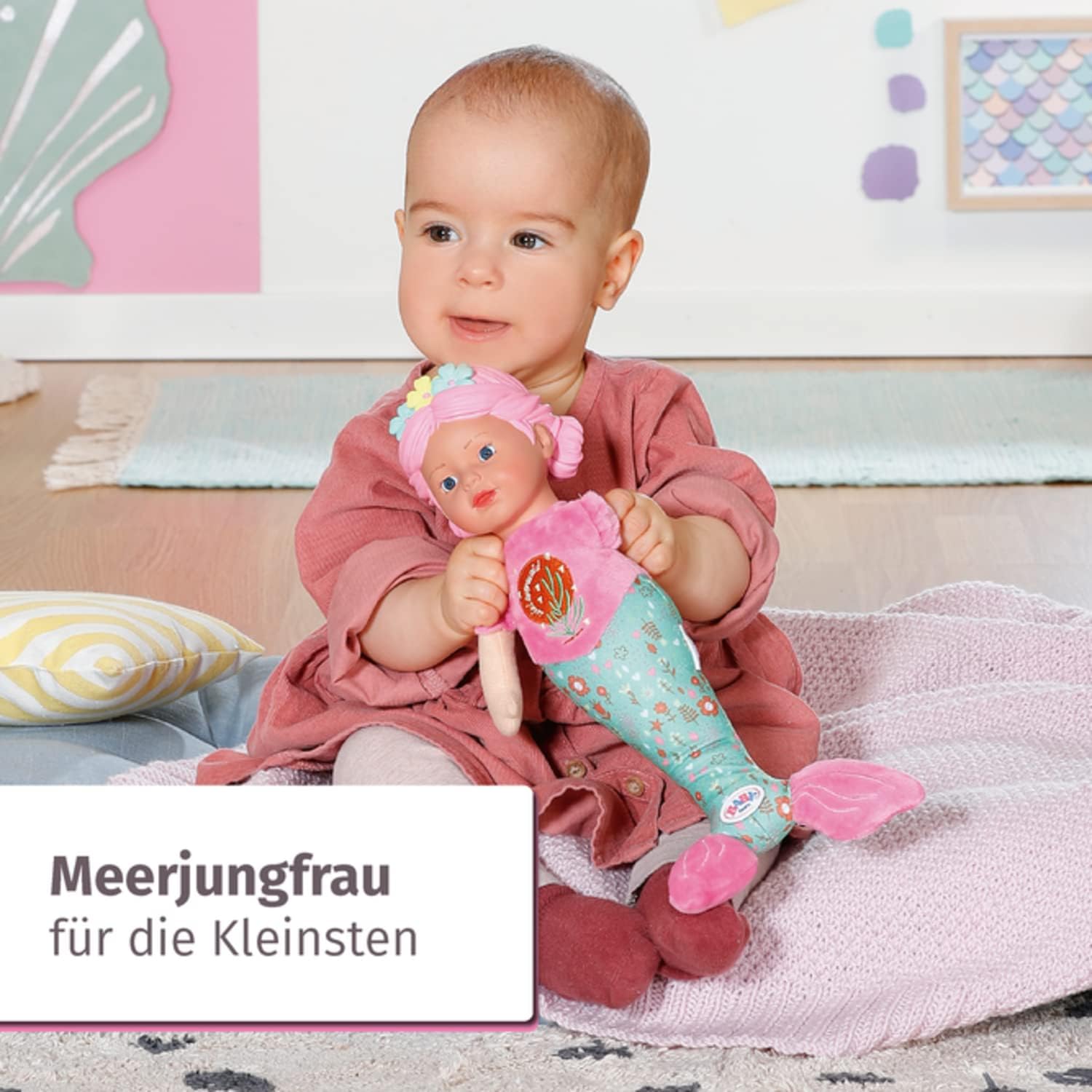 Detalle de BABY born Meerjungfrau for babies – waschbare Stoffpuppe, 33 cm, weicher Vinylkopf von Zapf Creation