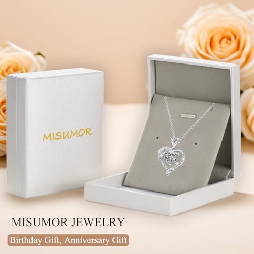Detalle de Collar Mujer MISUMOR con Colgante Corazón Rosa y Circonita de Nacimiento