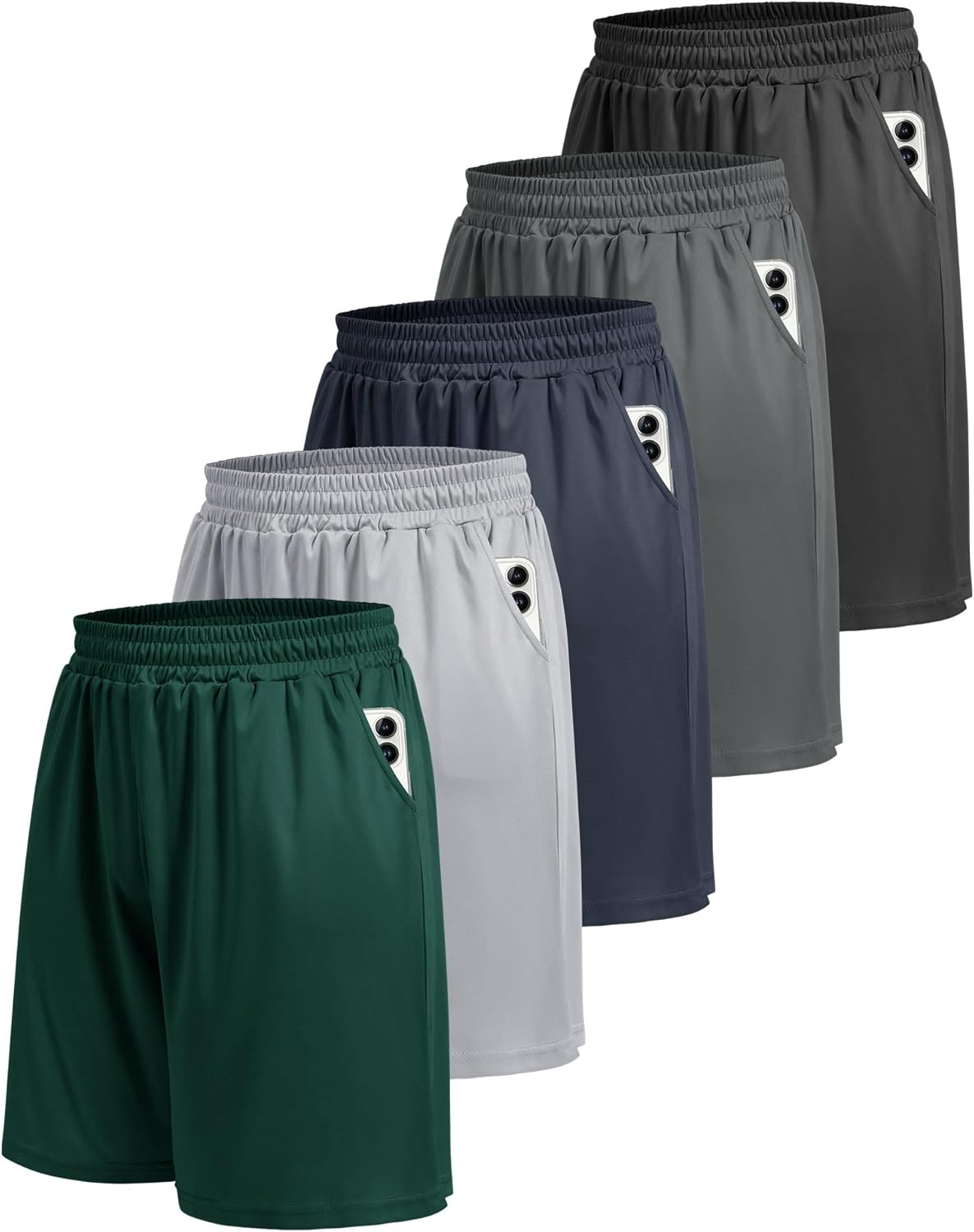 Thumbnail 6 de BOOJO 5 Pack Athletic Gym Mens Shorts - Quick Dry Workout Shorts with Pockets