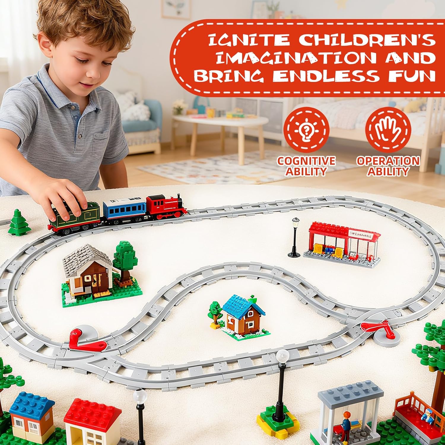 Thumbnail 4 de Zug Schienen Set 32-teilig für kreative Eisenbahn