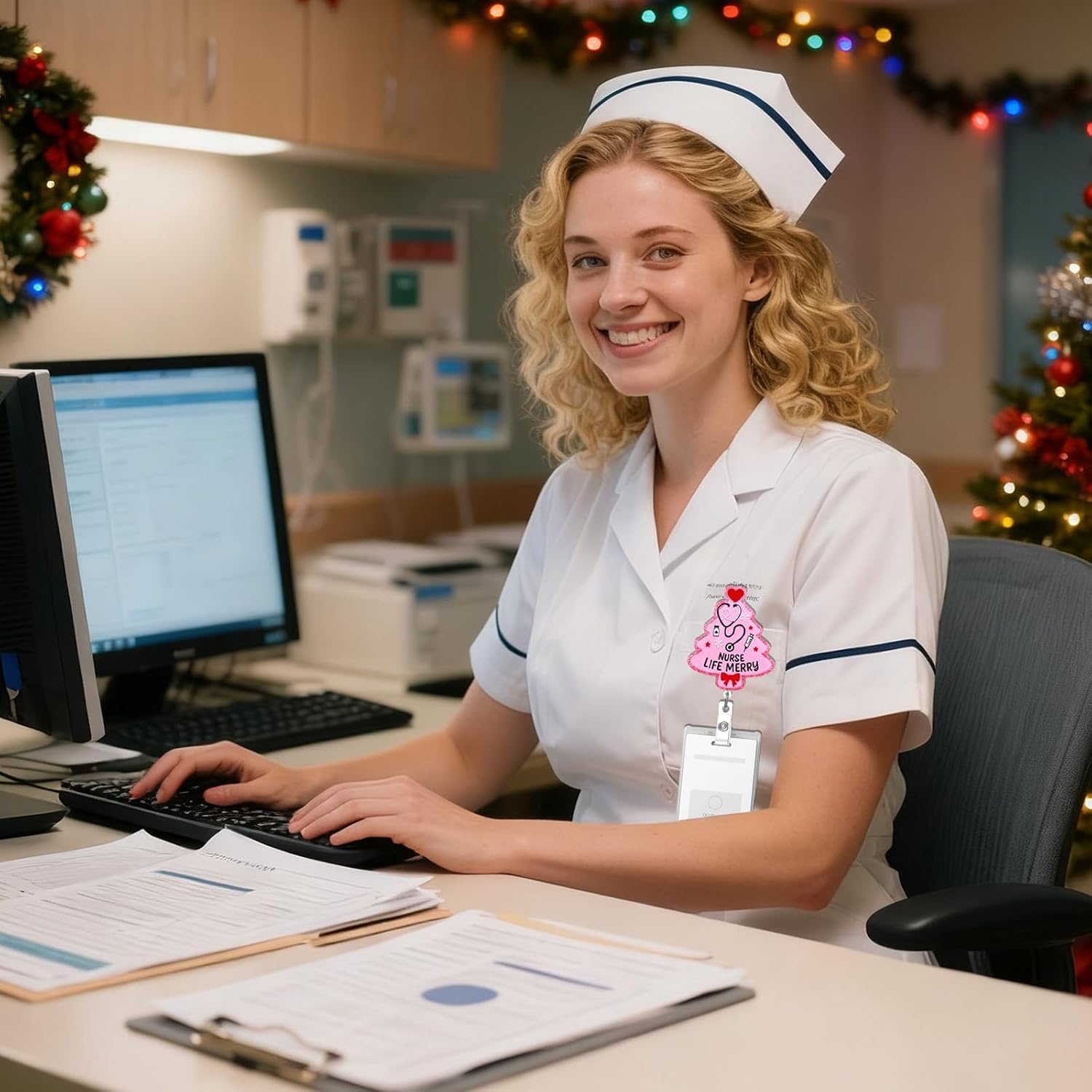 Thumbnail 1 de Jusen Christmas Badge Reel with 24-Inch Retractable Cord