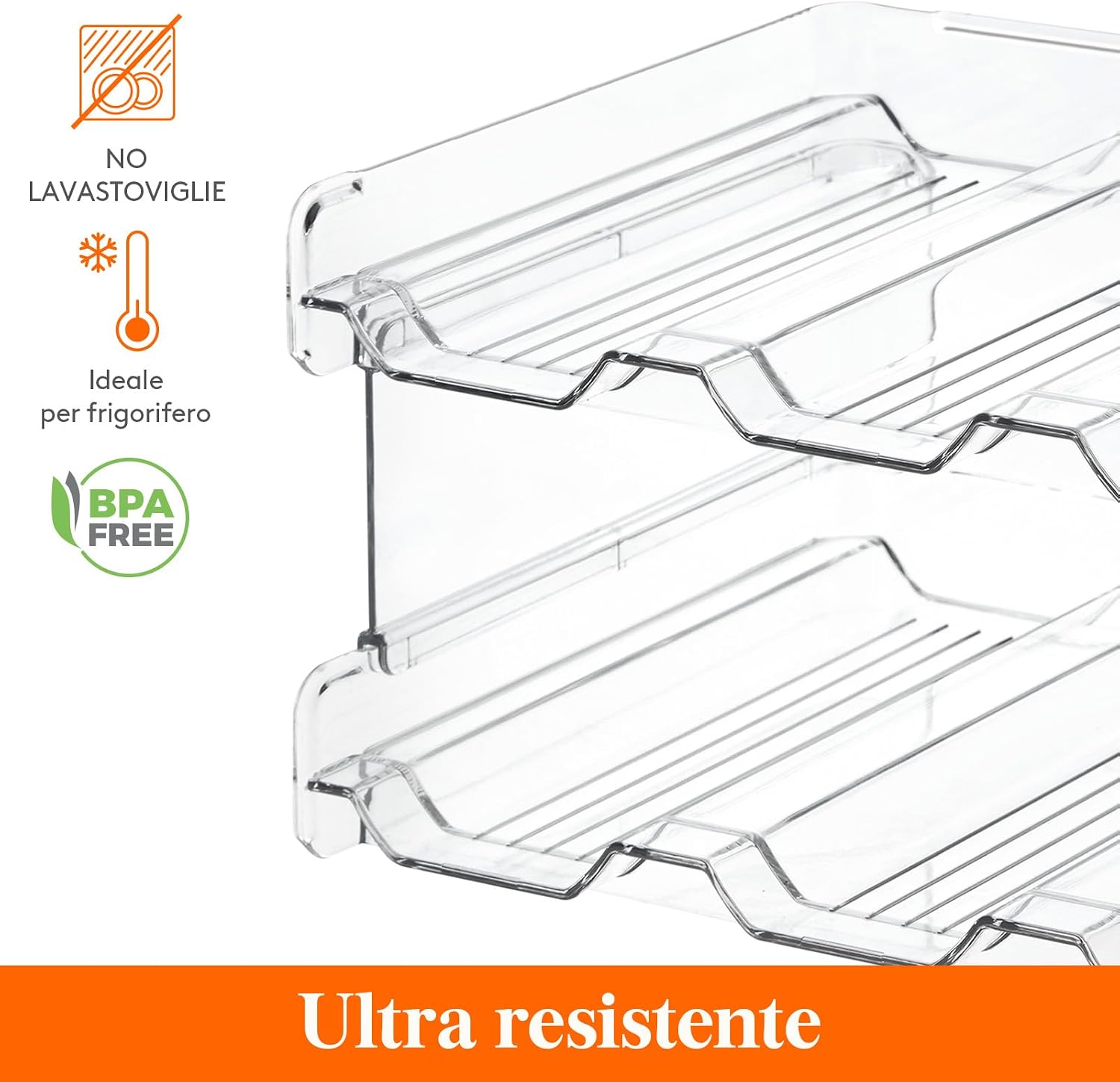 Detalle 2 de Lifewit set di 3 portabottiglie impilabili per armadio e frigorifero (ognuno con 4 ripiani/recipienti)