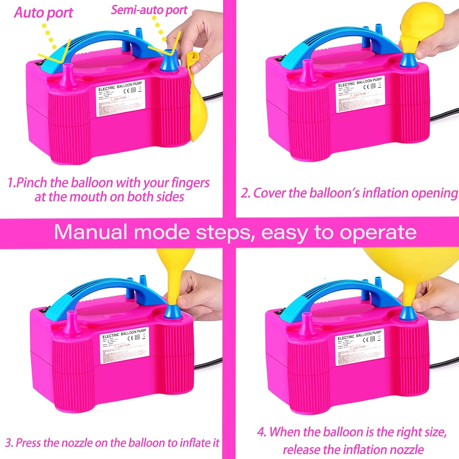 Thumbnail 3 de Wetisedg Electric Balloon Pump Dual Nozzle 600W