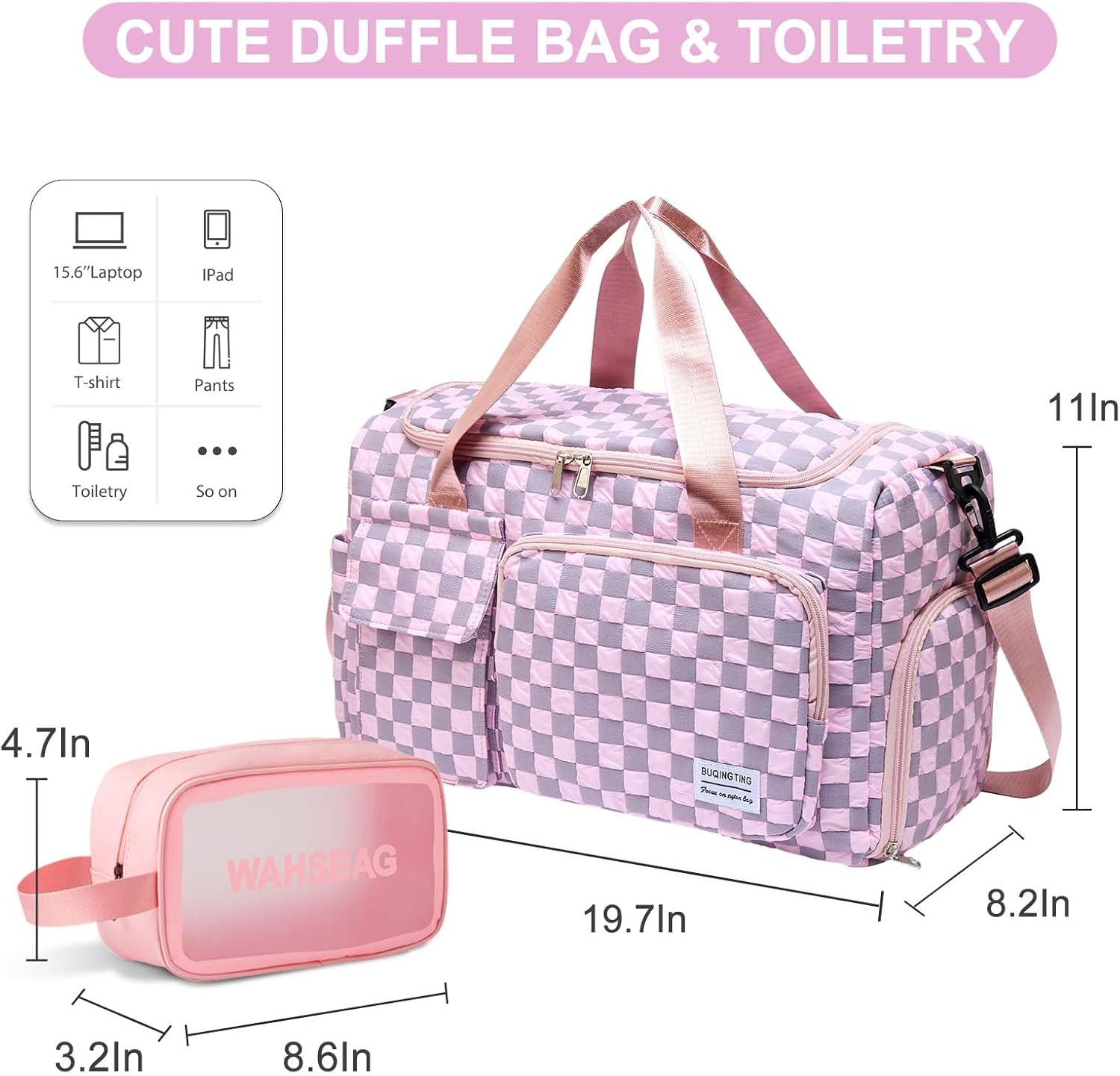 Detalle de Small Gym Bag Travel Duffle 28x50x21cm