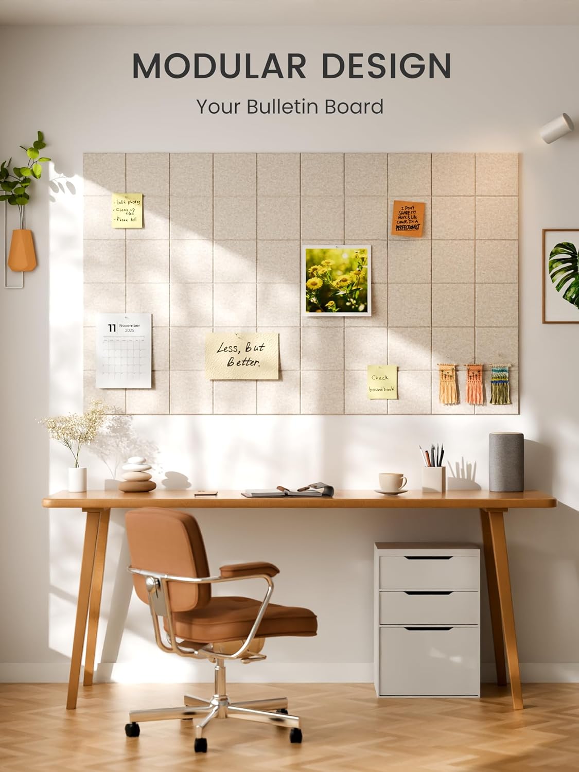 Thumbnail 5 de Bumusty Large Felt Bulletin Board (48 x 36in) – 12-pack felt cork alternative with 70 safe removable adhesive tabs