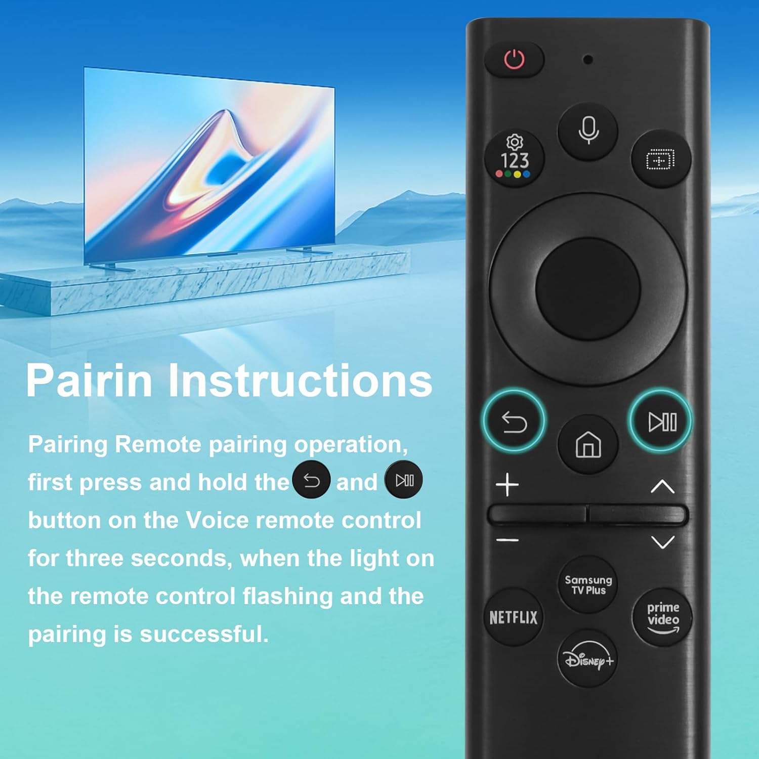 Thumbnail 6 de ExploreHome BN59-01391A Solar Voice Remote Control Replacement for Samsung Neo QLED 8K HDR Smart TVs