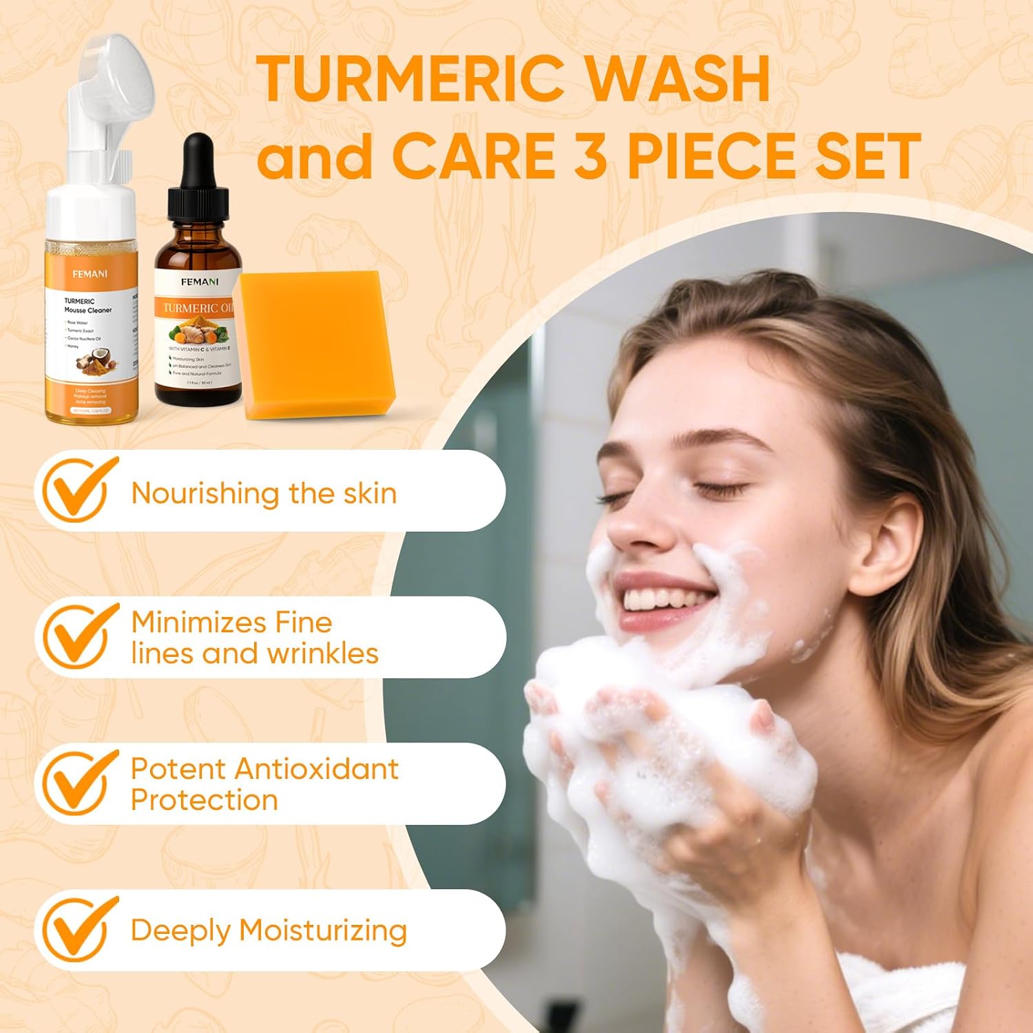 Detalle 2 de Turmeric Face Wash Set with Soap Bar