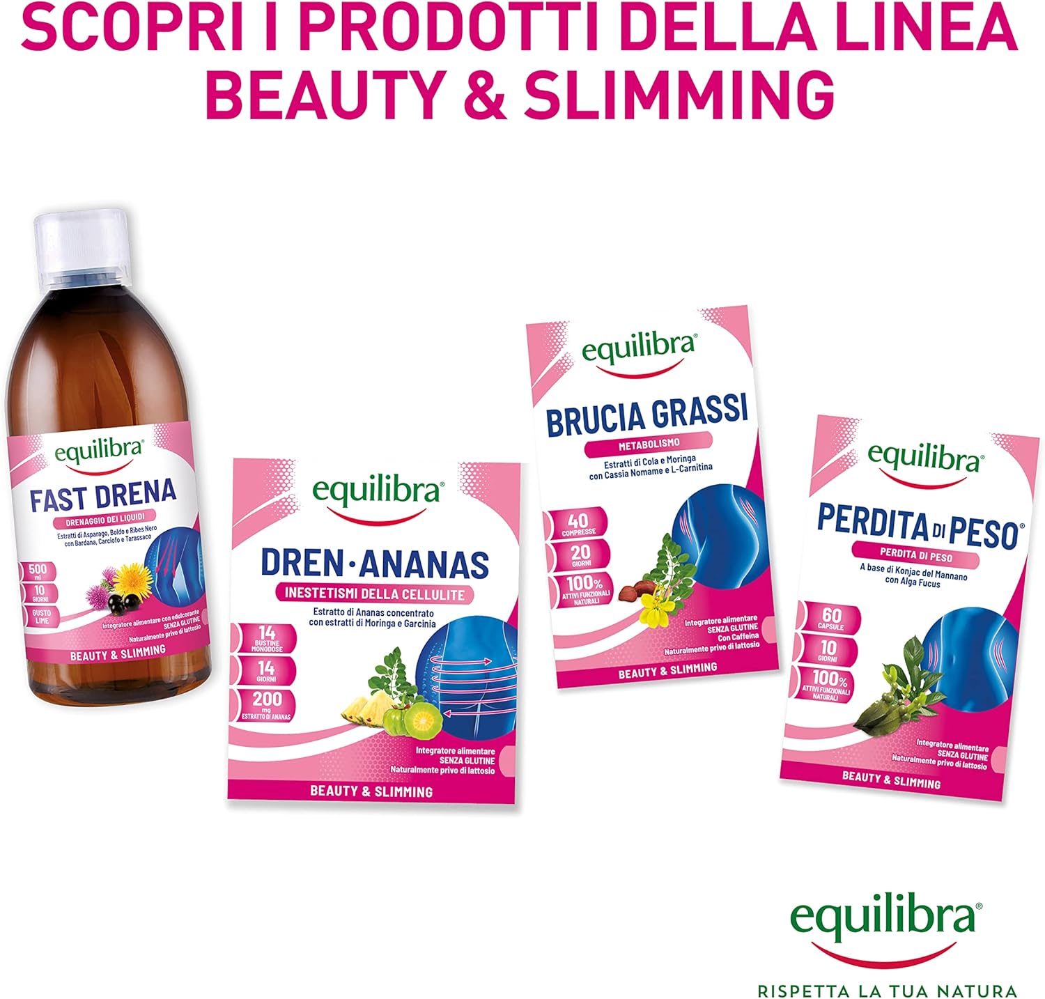 Detalle de Equilibra Integratori Alimentari Perdita di Peso – 3×40 Compresse, supporto metabolico con Moringa, Cassia Nomame e Cola