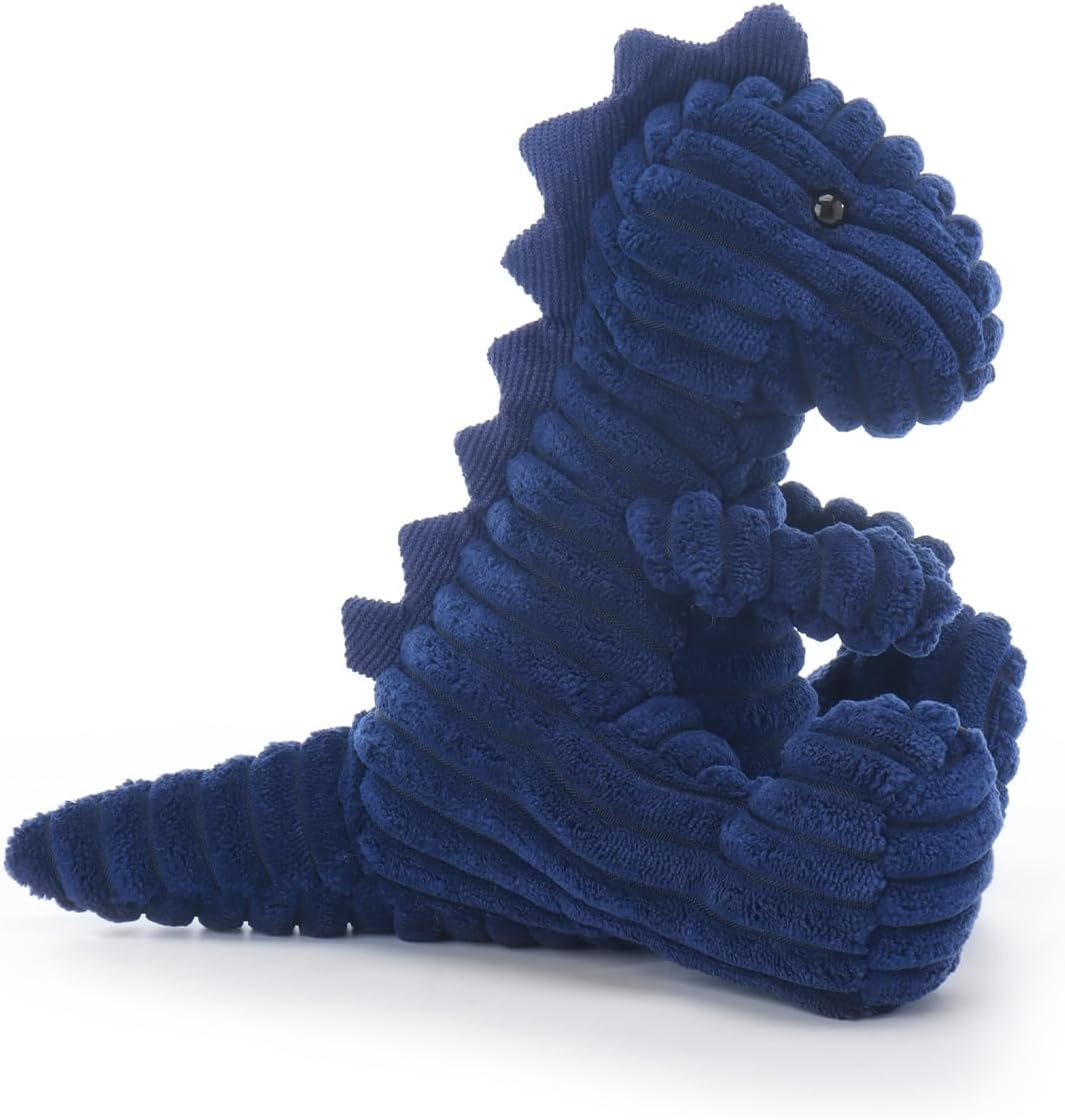 Detalle de Apricot Lamb Navy Blue Corduroy Dinosaur Plushie – 8.5 Inches