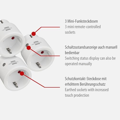 Detalle 2 de Brennenstuhl Comfort-Line Funksteckdosen-Set Mini 3+1 – 3 Empfänger + 1 Handsender