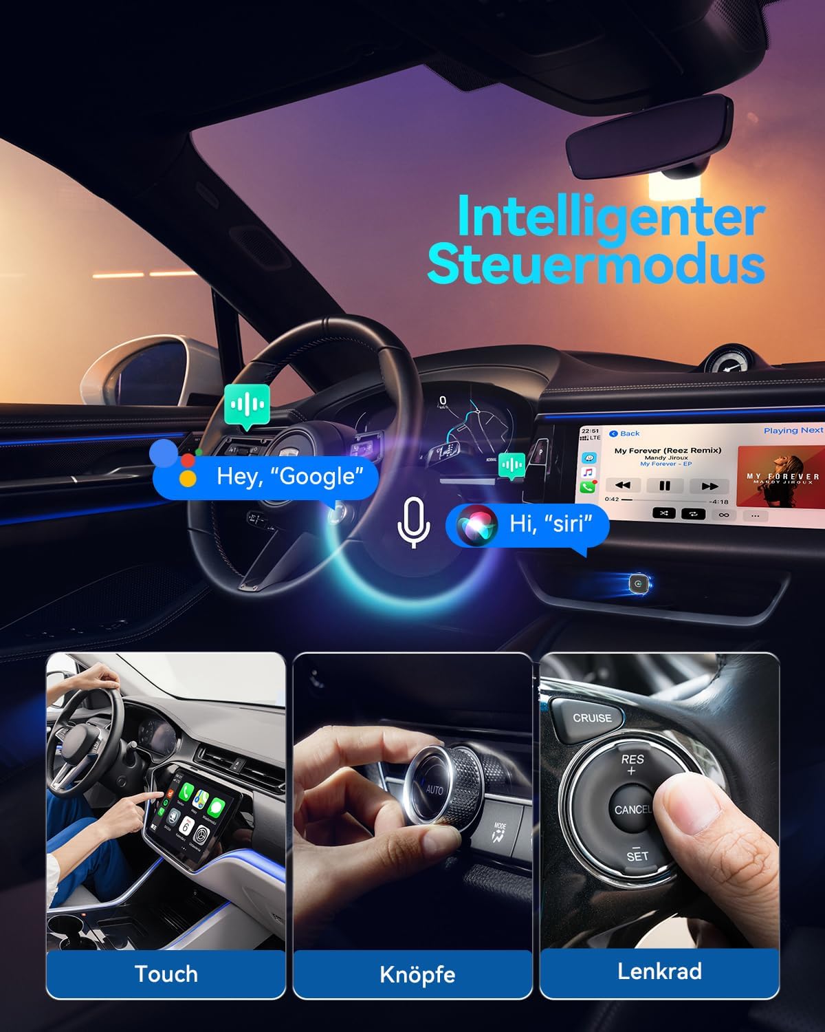 Thumbnail 4 de Spedal Mini Wireless CarPlay & Android Auto Adapter 2026 (WLAN 6, Bluetooth 5.3) – silber, 3–5 s Verbindung