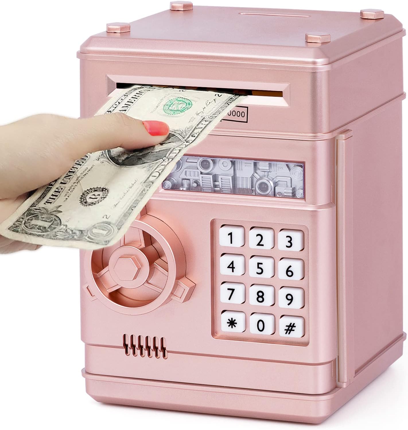 Refasy Piggy Bank ATM Electronic Coin Can 600 Coins