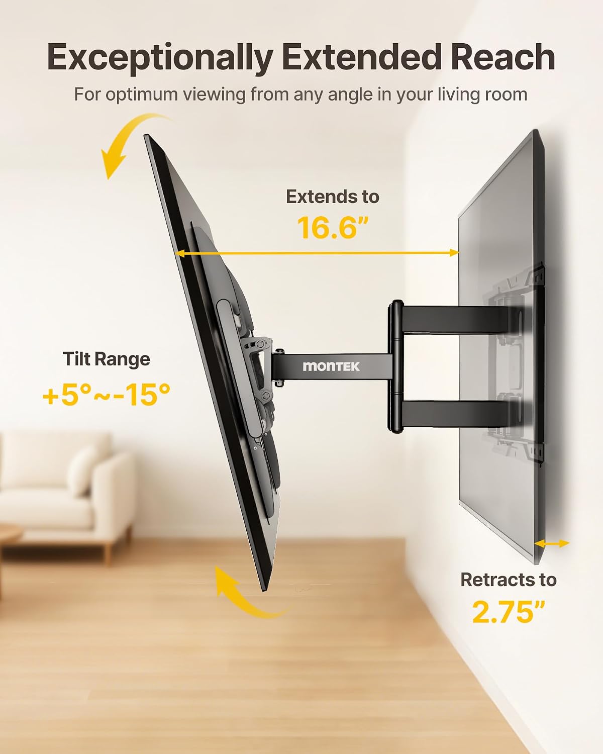 Thumbnail 5 de monTEK Heavy Duty TV Wall Mount 165 lb